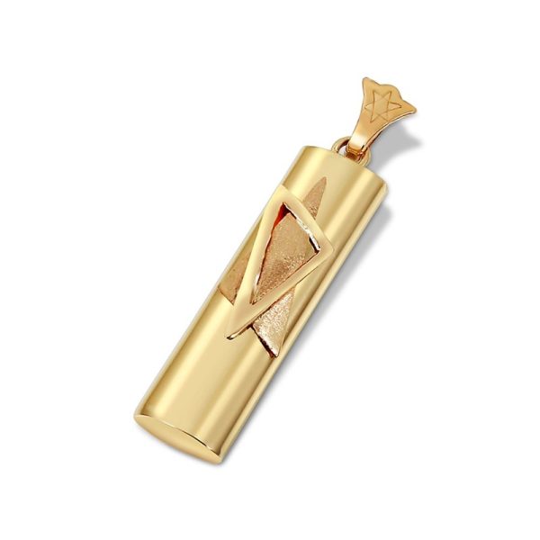 Gold Oval Mezuzah with Star of David