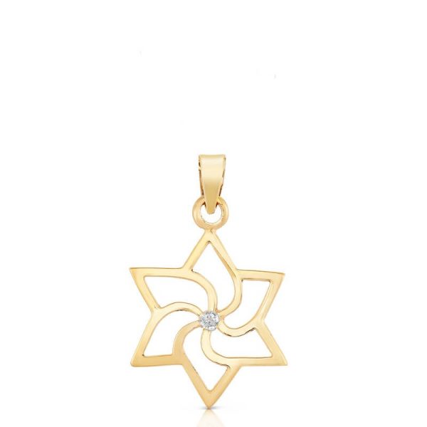 Pinwheel Gold and Diamond Star of David