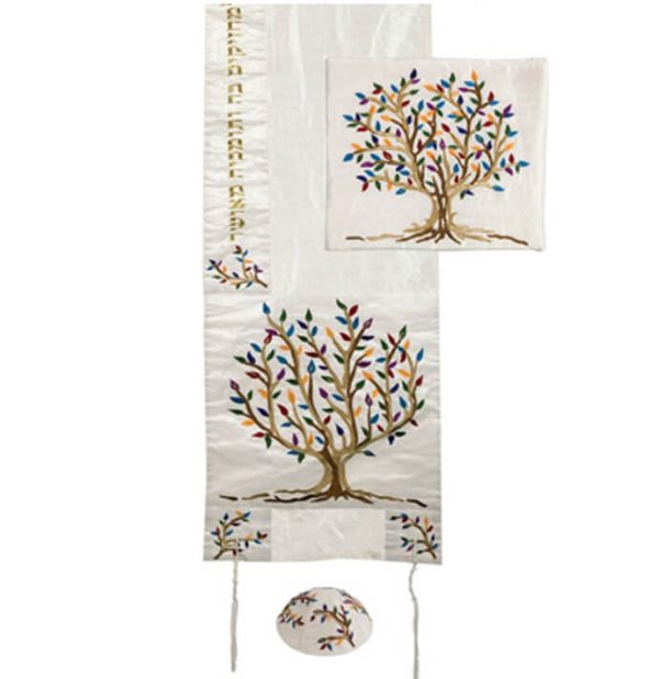 Embroidered Tree of Life Tallit Set Multi, by Yair Emanuel