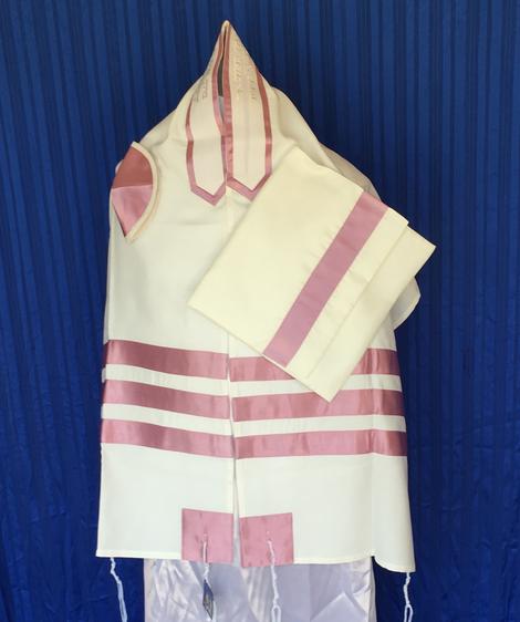 Pink Classic Silk Ribbons Tallit Set
