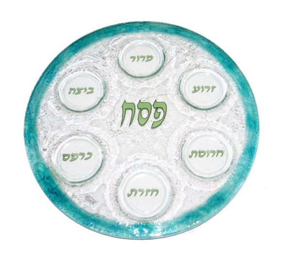 Blue Glass Seder Plate by Etai Mager