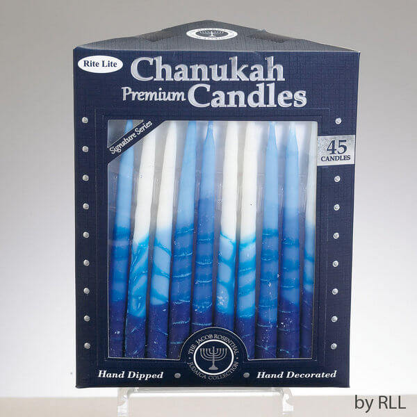 Tri Color Blue White Chanukah Candles