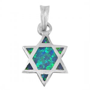 Traditional Star of David with Opal & Sterling Silver Chain