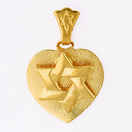 Gold Star of David on a Heart