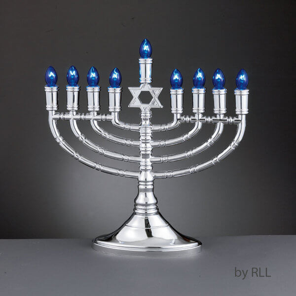 Battery Operated LED Electronic Silver Menorah