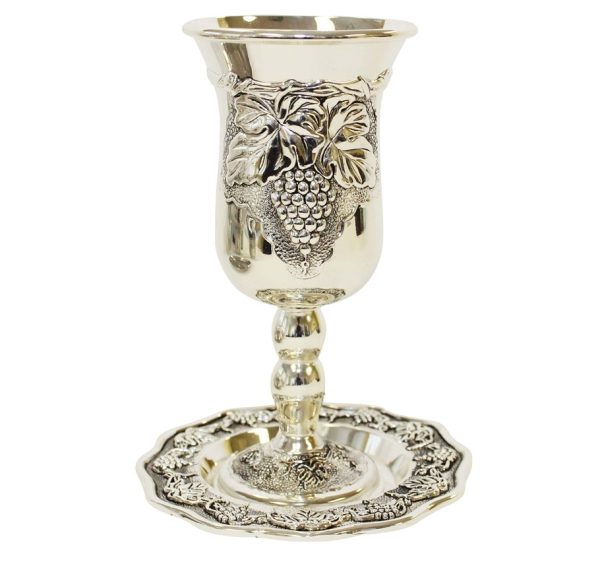 Kiddush Cup Set, Silverplated Grapes