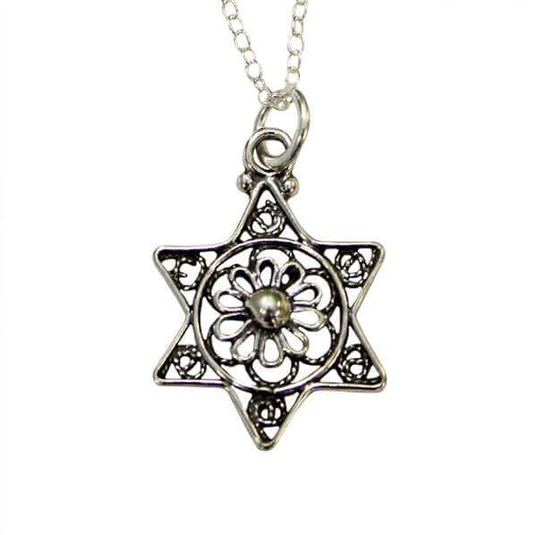 Lacy Filigree Star of David with Sterling Silver Chain