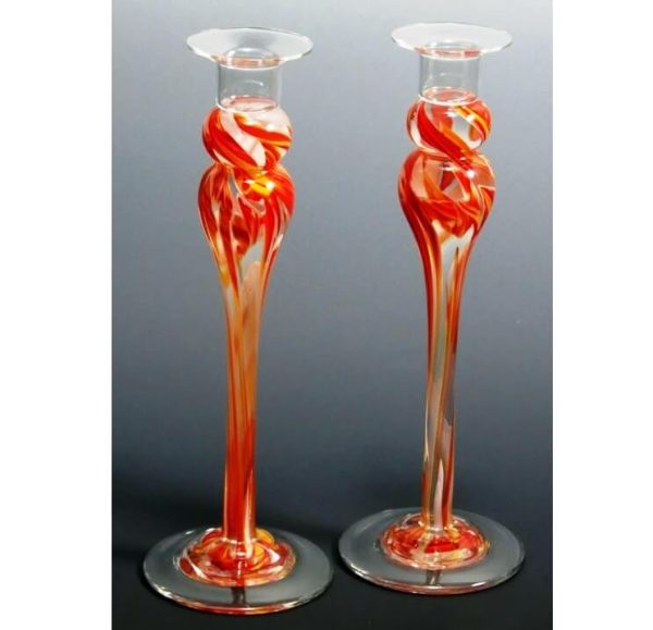 Candlesticks 9" made of your Broken Glass, by Mark Rosenbaum