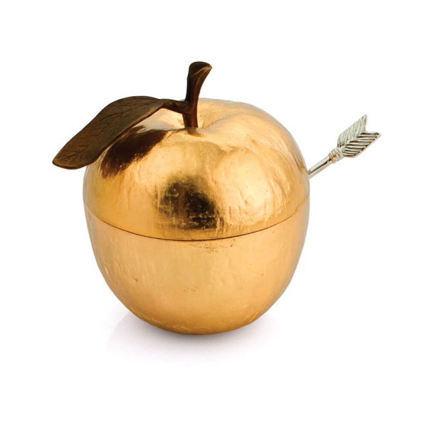 Apple Honey Pot with Spoon-Gold, by Michael Aram