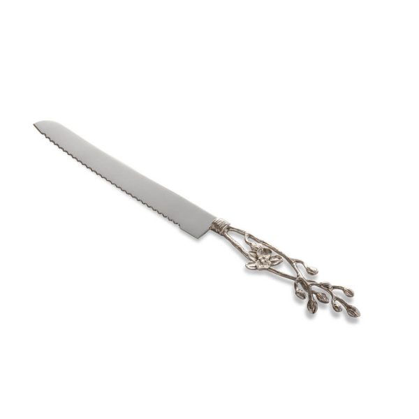 White Orchid Challah Knife, by Micheal Aram