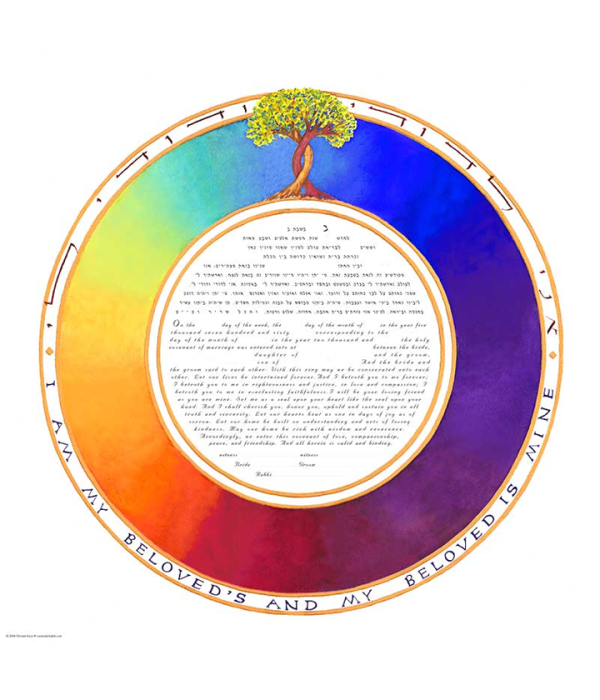 Rainbow Circle Ketubah, by Miriam Karp