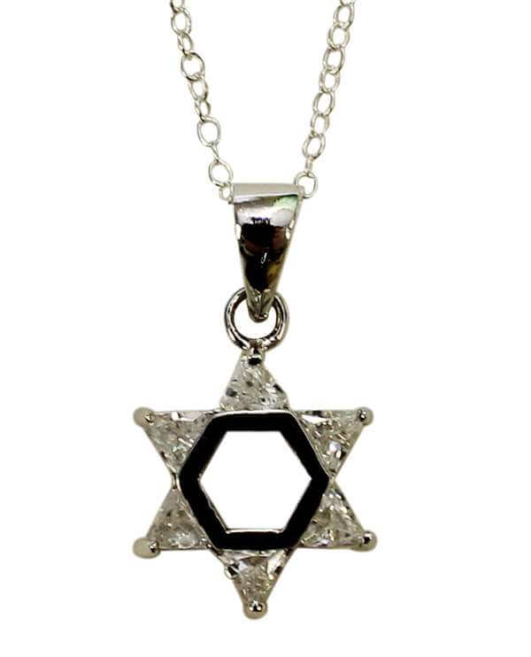 Clear Crystals Star of David with Sterling Silver Chain