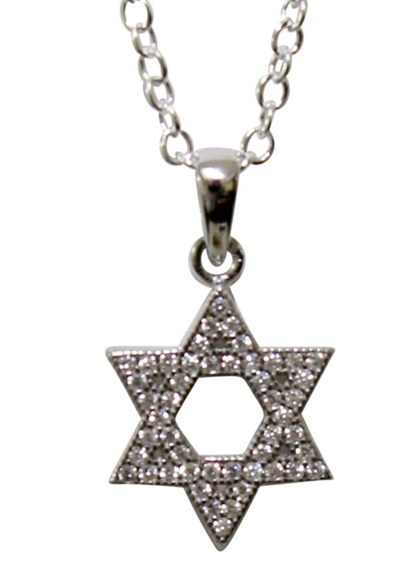 Star of David with Micro CZ and Sterling Silver Chain