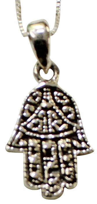 Old World Hamsa with Sterling Silver Chain