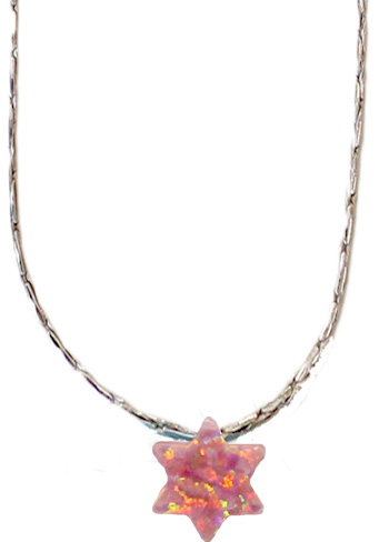 Pink Opal Star of David with Sterling Silver Chain