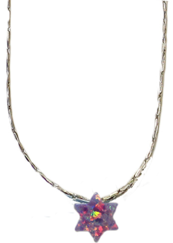 Purple Opal Star of David with Sterling Silver Chain