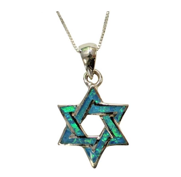 Woven Opal Star of David on Sterling Silver Chain