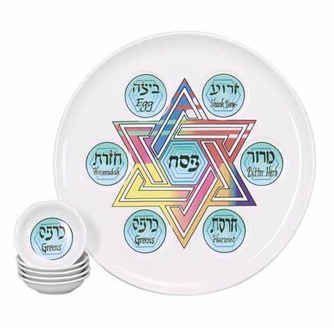 Pastel Star of David Seder Plate Set