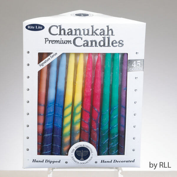 Rainbow Striped Chanukah Candles