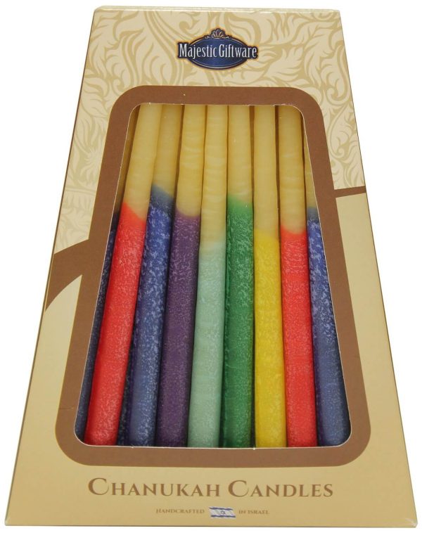 Safed Chanukah Candles Mutlicolored Beeswax