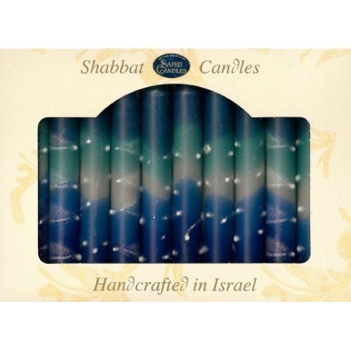 Safed Shabbat Candles, Blue Water