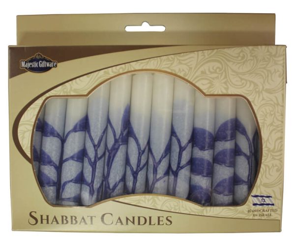 Safed Shabbat Canldes, Blue and White