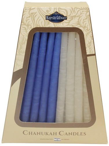 Safed Chanukah Candles Blue and White, Deluxe