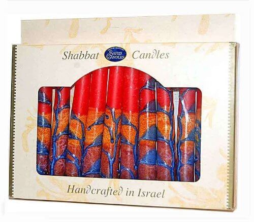 Safed Shabbat Candles, Sunset Red