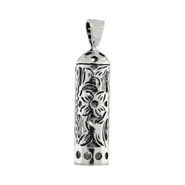 Floral Mezuzah with Sterling Silver Chain