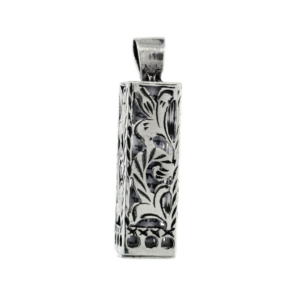 Floral Cutout Mezuzah with Sterling Silver Chain