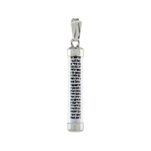 Clear Tube Mezuzah with Sterling Silver Chain