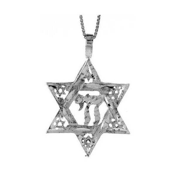 Chai Star of David with Sterling Silver Chain