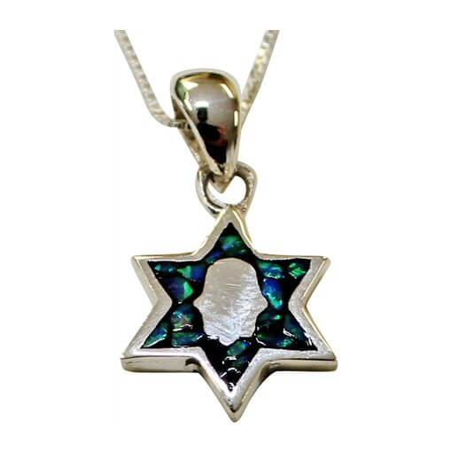 Opal Star of David with Hamsa on Sterling Silver Chain