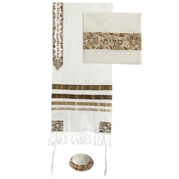 Mosaic & Stars Tallit Set in Browns, by Emanuel