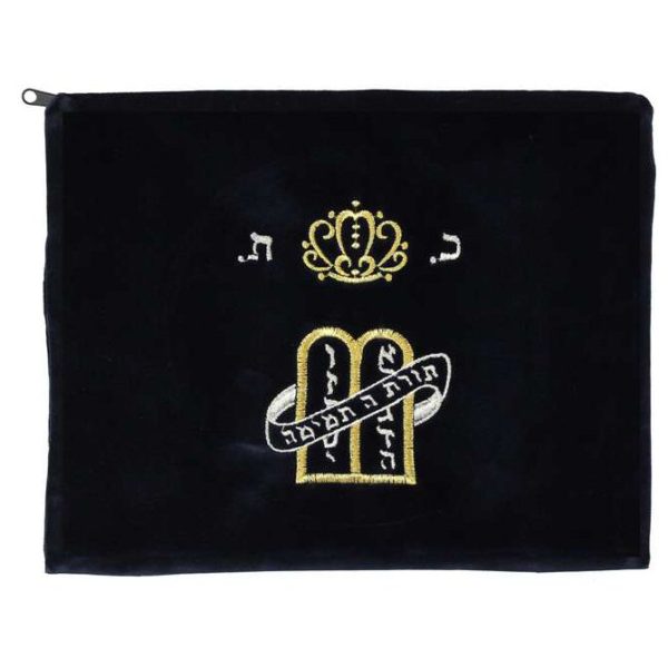 Tallit Bag Navy Velvet, Tablets & Crown