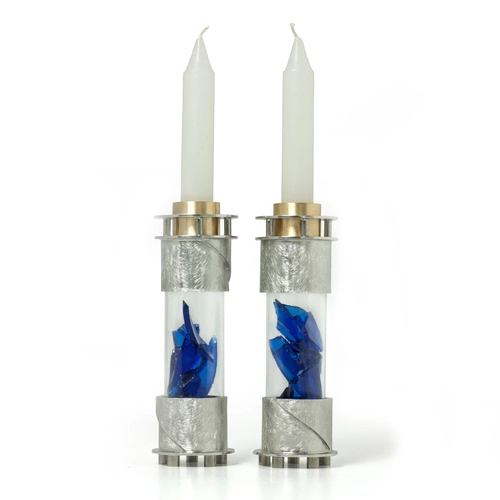 Round Wedding Shard Candlesticks-Ani L' Dodi, by Joy Stember