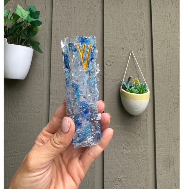 Smashed Glass Mezuzah – 3 sides Glass by Randee