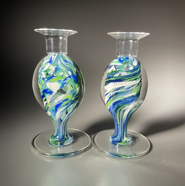 Candlesticks 4" made of your Broken Glass by NolaGlass