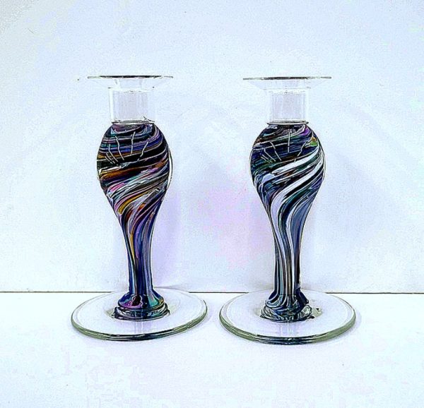 Candlesticks 5" made of your Broken Glass by NolaGlass