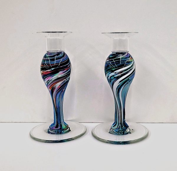 Candlesticks 5" made of your Broken Glass by NolaGlass