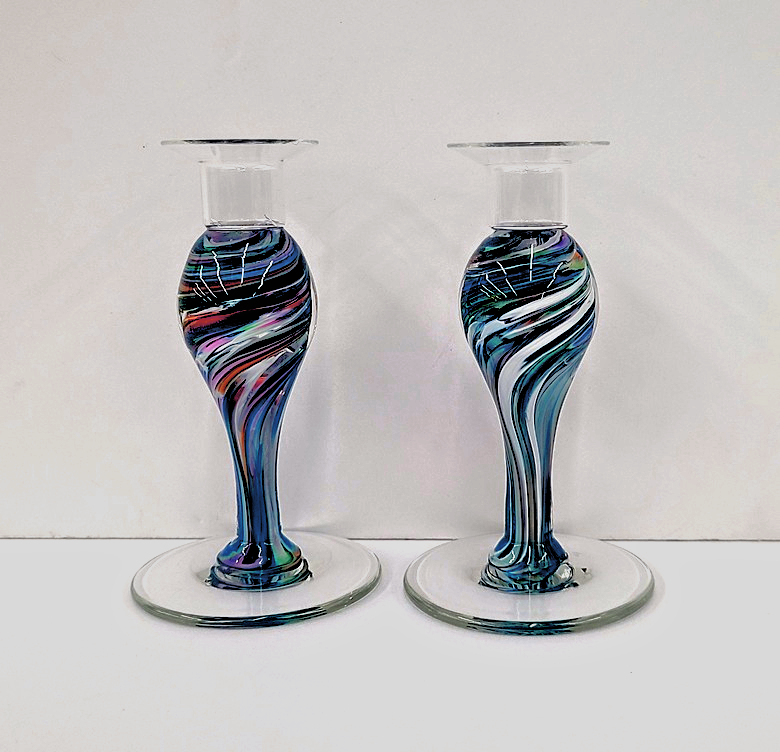 Candlesticks 5" made of your Broken Glass by NolaGlass