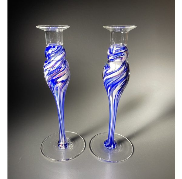 Candlesticks 9" made of your Broken Glass by NolaGlass