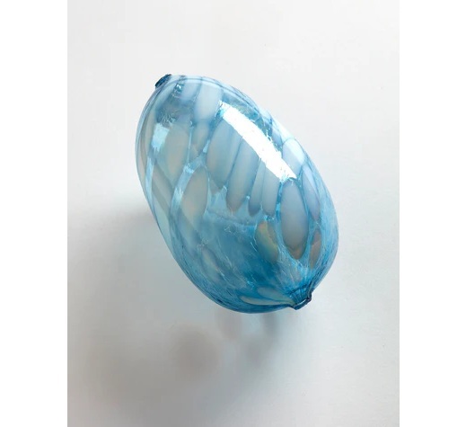 Blue & Clear Hand-Blown Chuppah Wedding Smash Glass, by Sara Beames