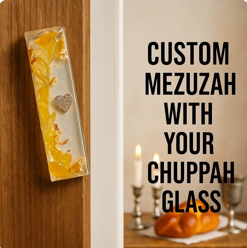 Smashed Glass Mezuzah- Arch and Heart by Randee - Image 2