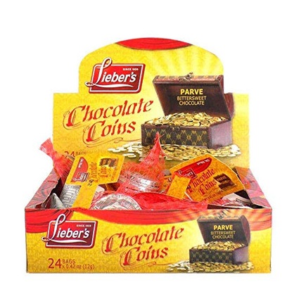 Dark Chocolate Coins 24 Pouches OU-Parve